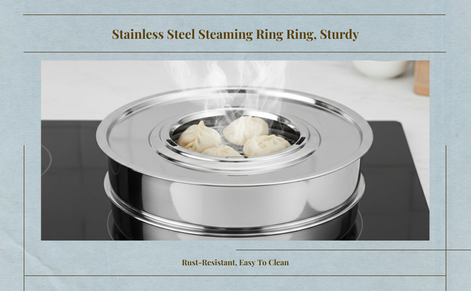 9 inch Fits 5.1 to 8inch Bamboo Steamer Baskets Stainless Steel Steamer Ring for