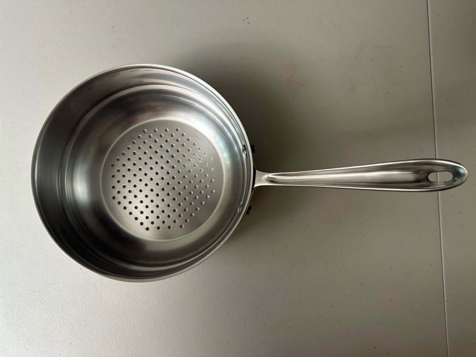 All-Clad 8” Stainless Steel Double Boiler Steamer Strainer Insert No Lid 3 Quart