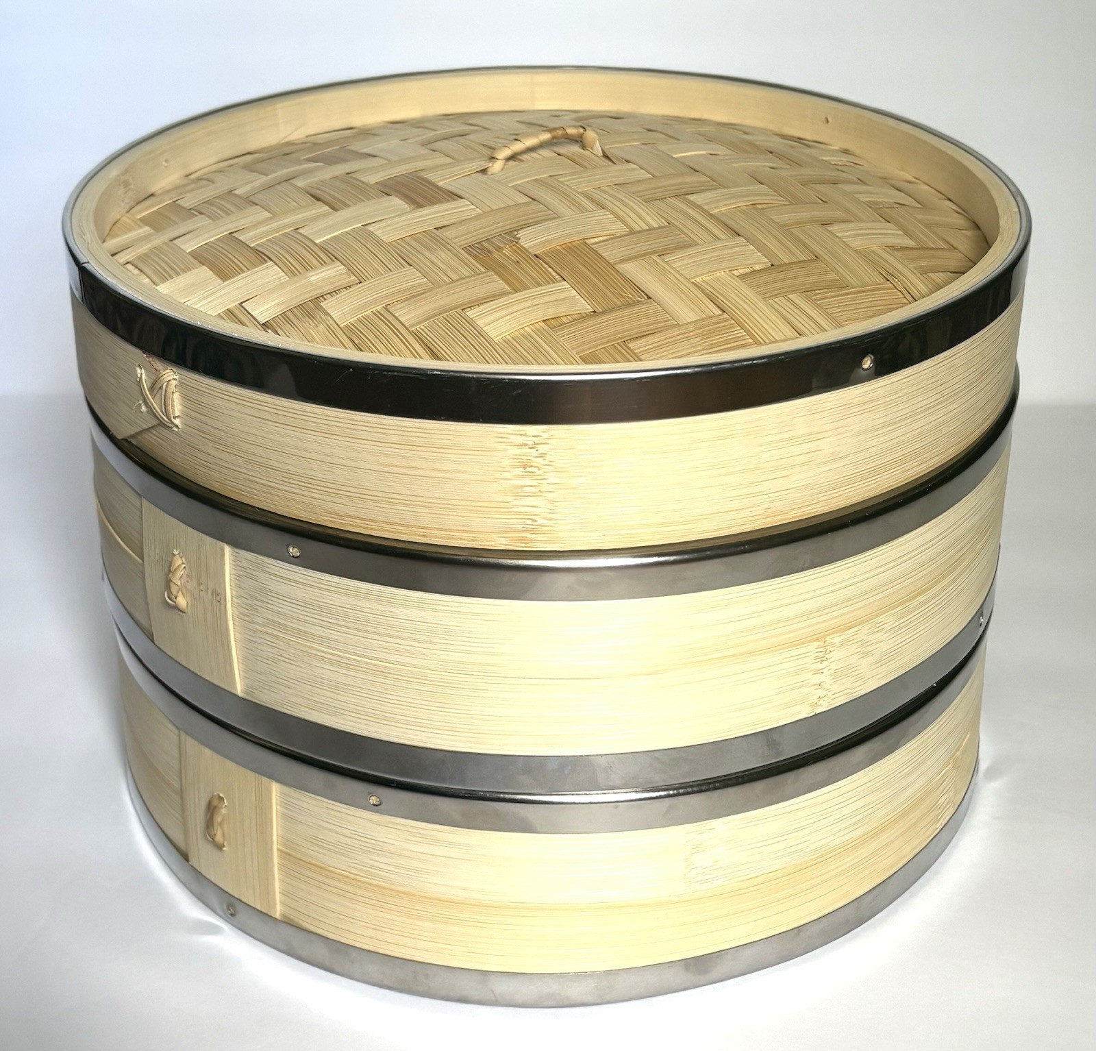 2 Tier Bamboo Steamer Basket w/ Steel Rings 10″ Dumpling/ Vegetables For Asian