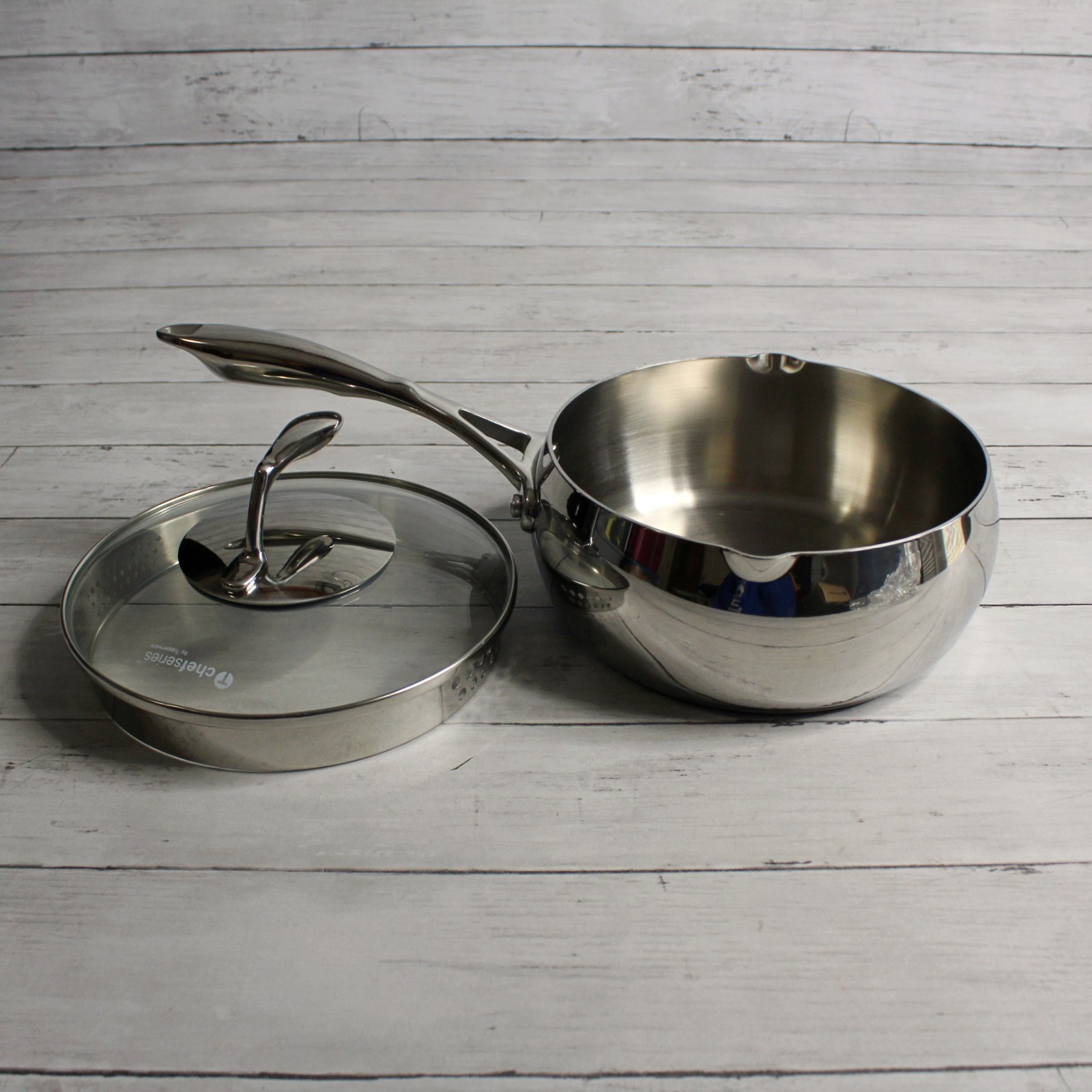 Tupperware Chef Series Stainless Steel 3 Qt Sauce Pan Glass Steamer Lid Cover