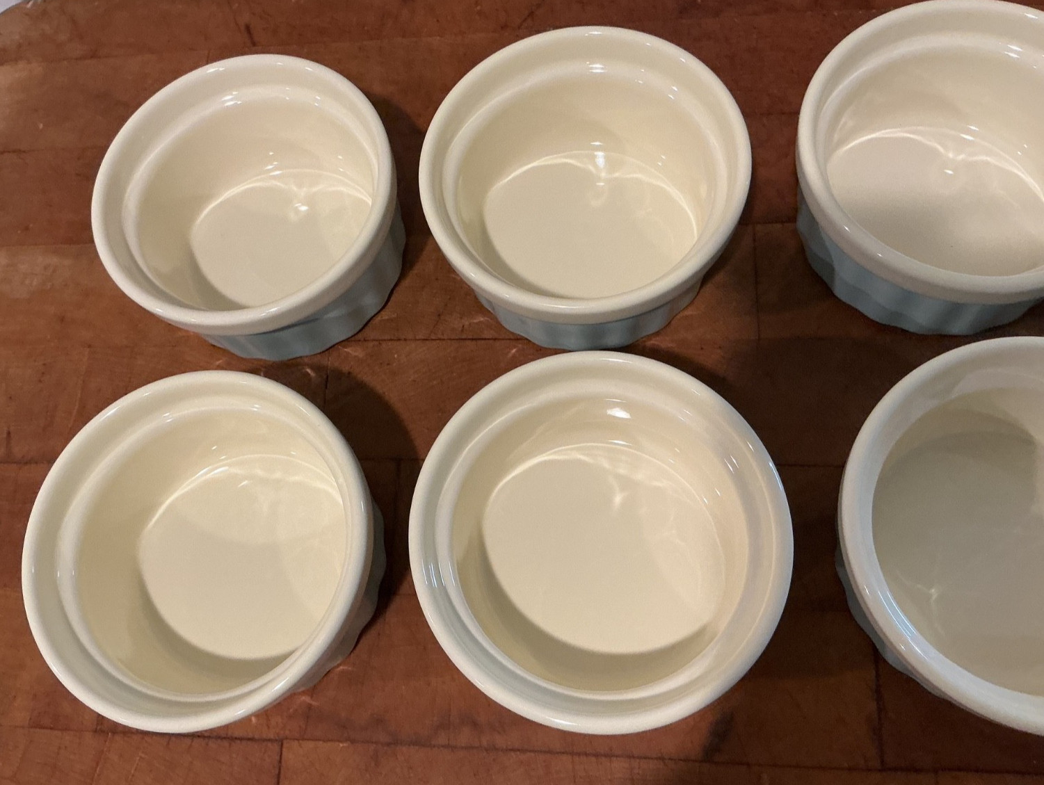 Set of 4 Light Blue & Cream 8 Ounce Ramekins Natural Elements from Kitchen Kraft