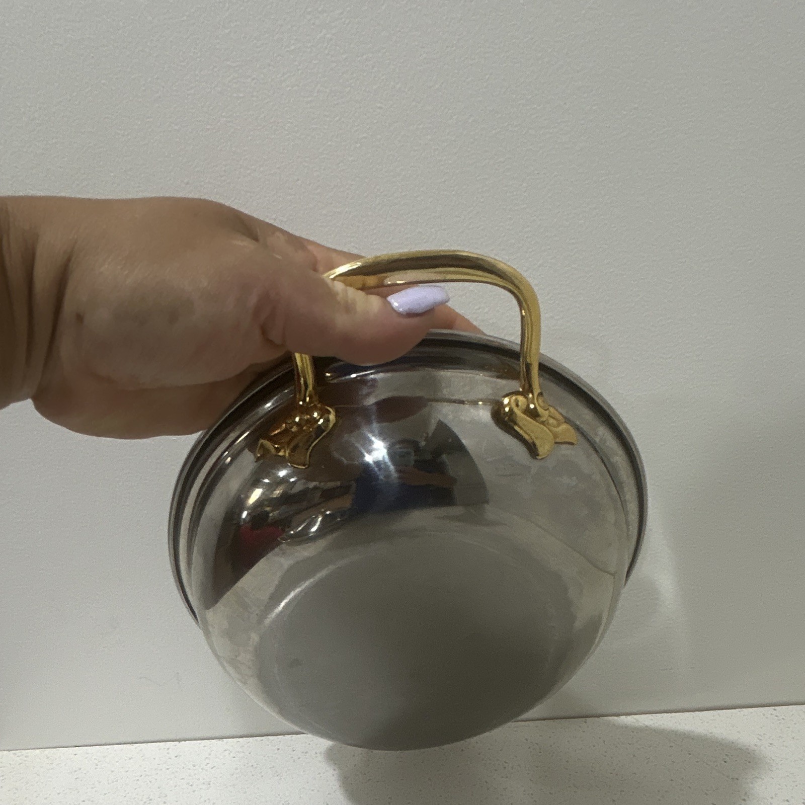 Stainless Steel Oval Saute Pan w/ Lid, Double Handles, Gold-Tone, 16 in