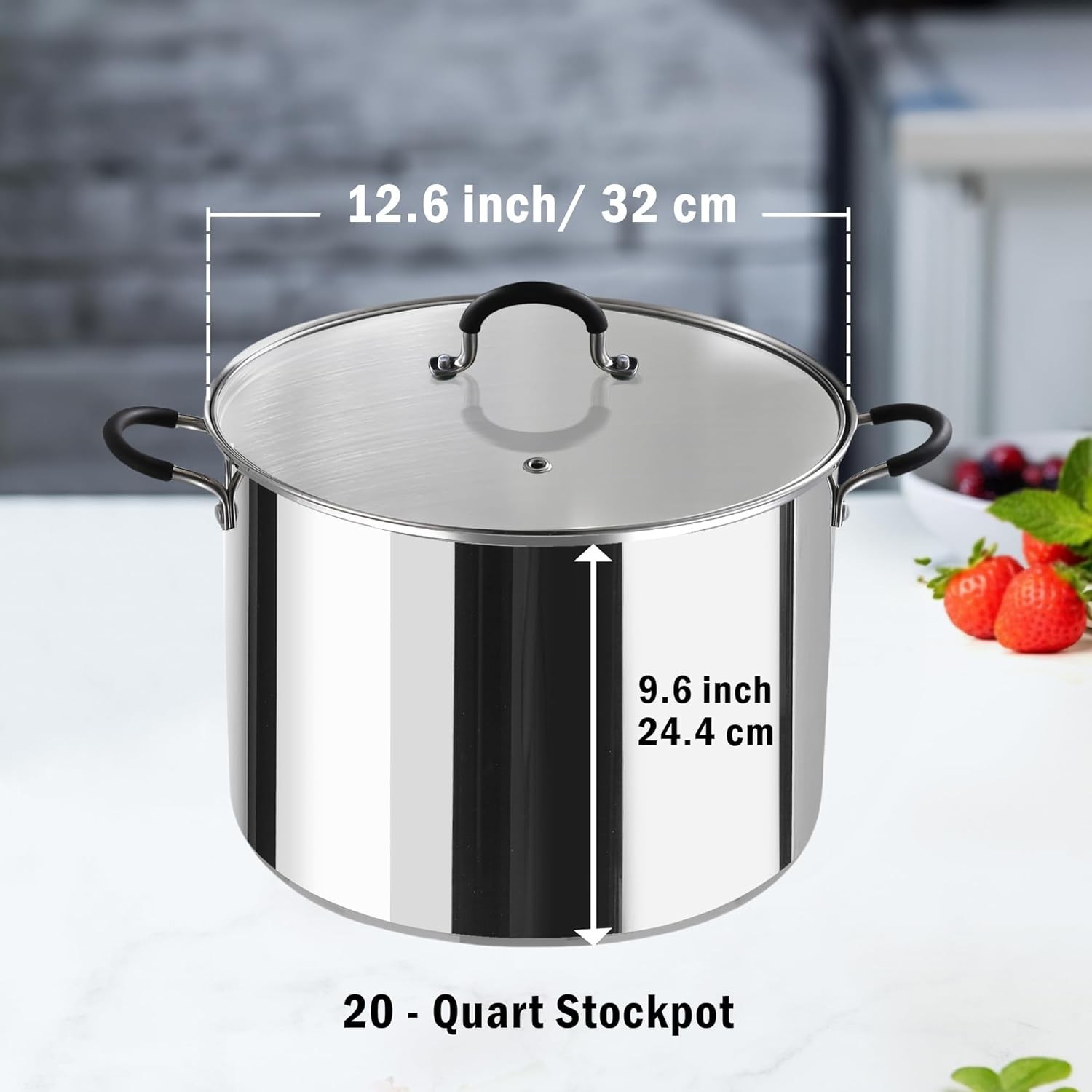 Professional 24 Quart Stainless Steel Stock Pot with Lid, Water Bath Canner w…