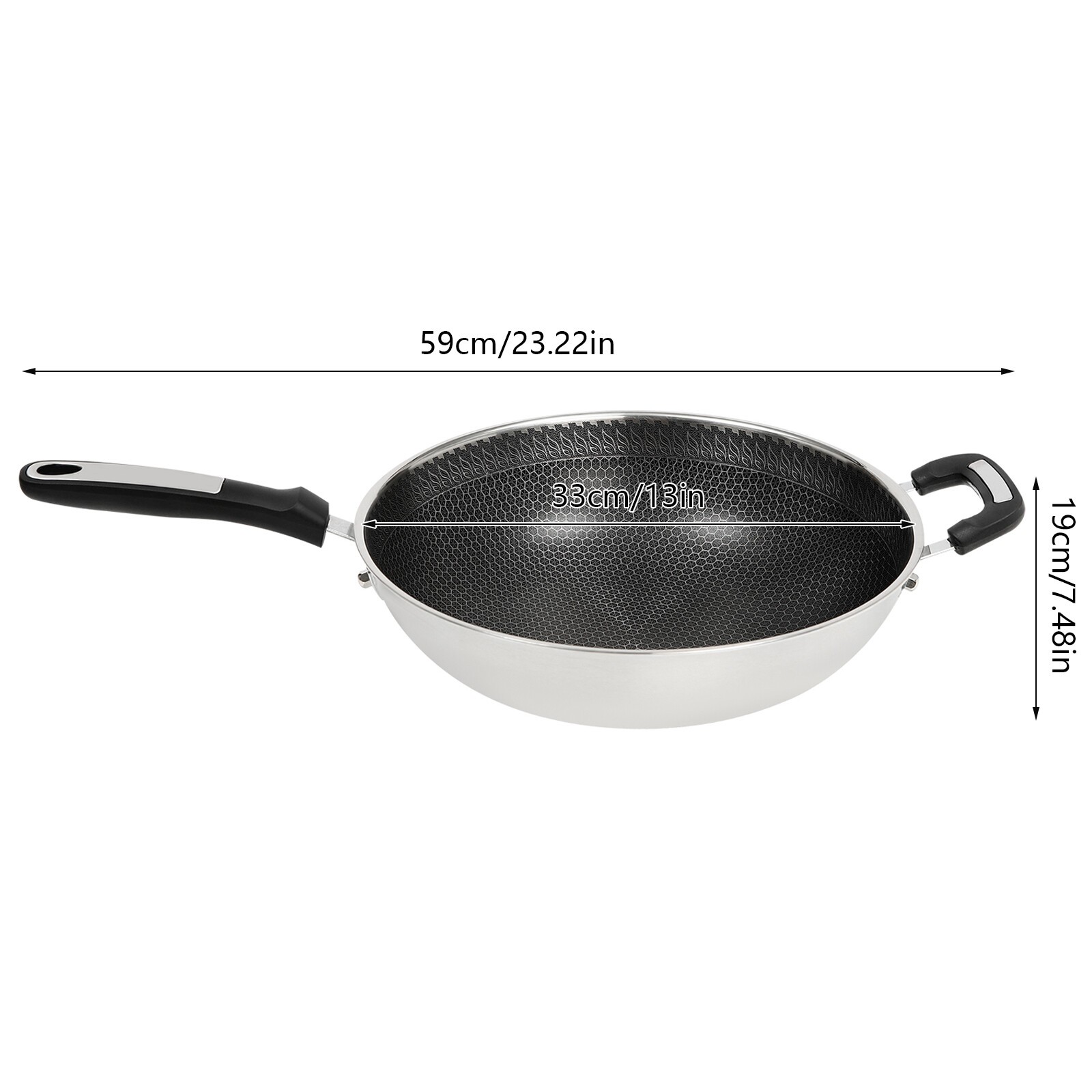 Large Honeycomb Wok Pan with Lid & Stainless Steel Steamer Cooking Pot Nonstick