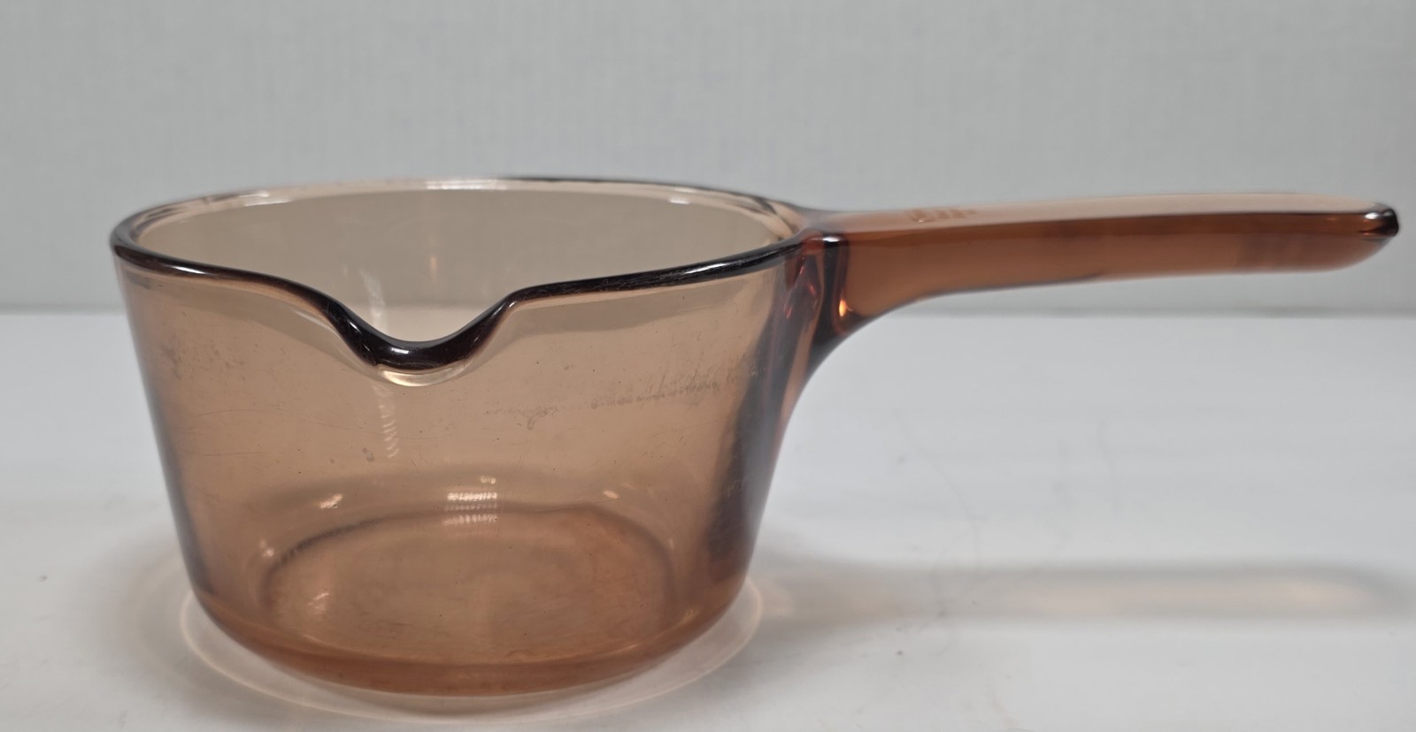 Vintage Visions Corning France 0.7L Amber Glass Saucepan Pot Spout NO LID Vtg