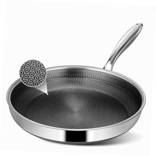 Frying Pans, 12-inch Hybrid Frying Pans Stainless Steel Skillets, 12″