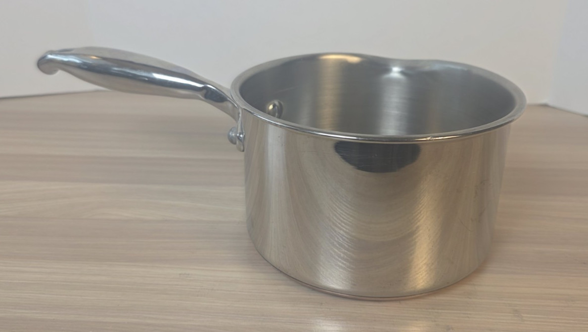 Emeril 2 Qt Sauce Pan Pot Single Pour Spout Stainless Steel Copper Base NO lid