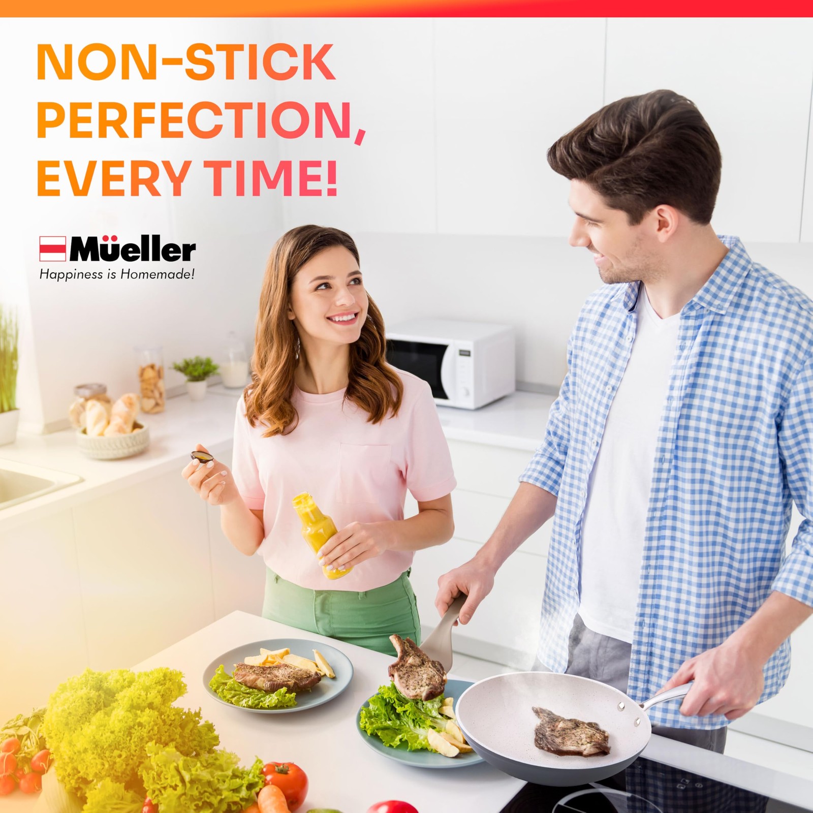 Mueller Frying Pan, Heavy Duty German Stone Coating Non Stick Frying Pans, No…