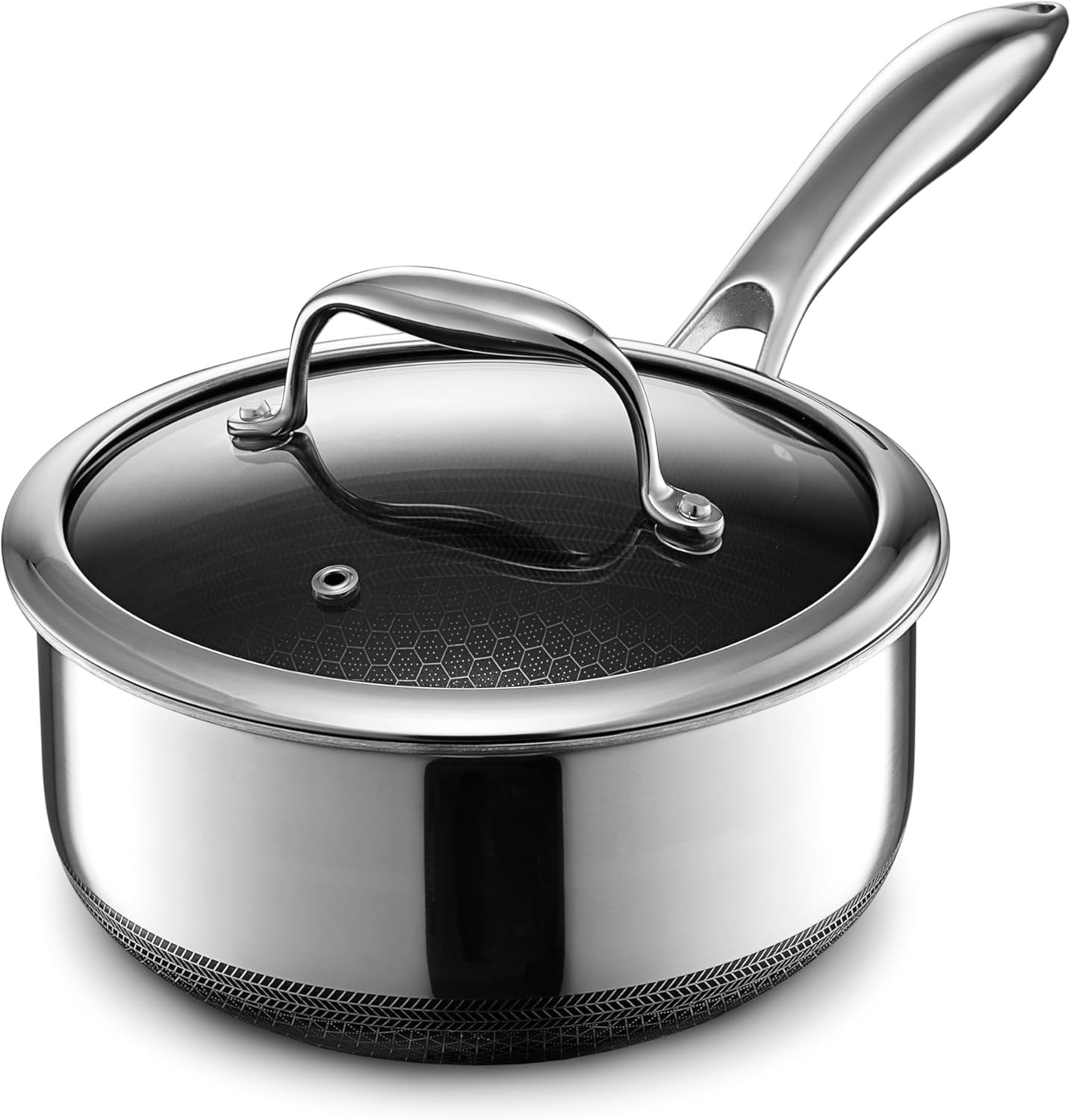 Hexclad 1QT Stainless Steel Hybrid Saucepan with Lid – BRAND NEW! – $119 MSRP!