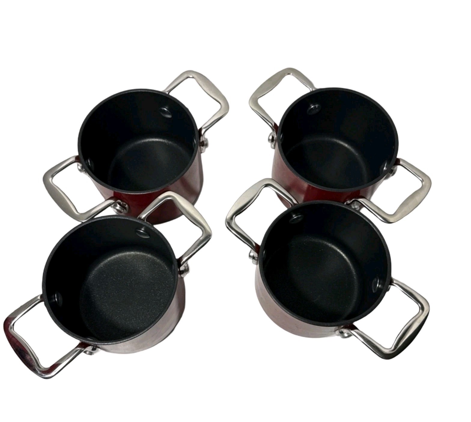 Technique Essentials Hard Anodized Nonstick Saucepan Pot Set Red 5/8 Qt Lot of 4