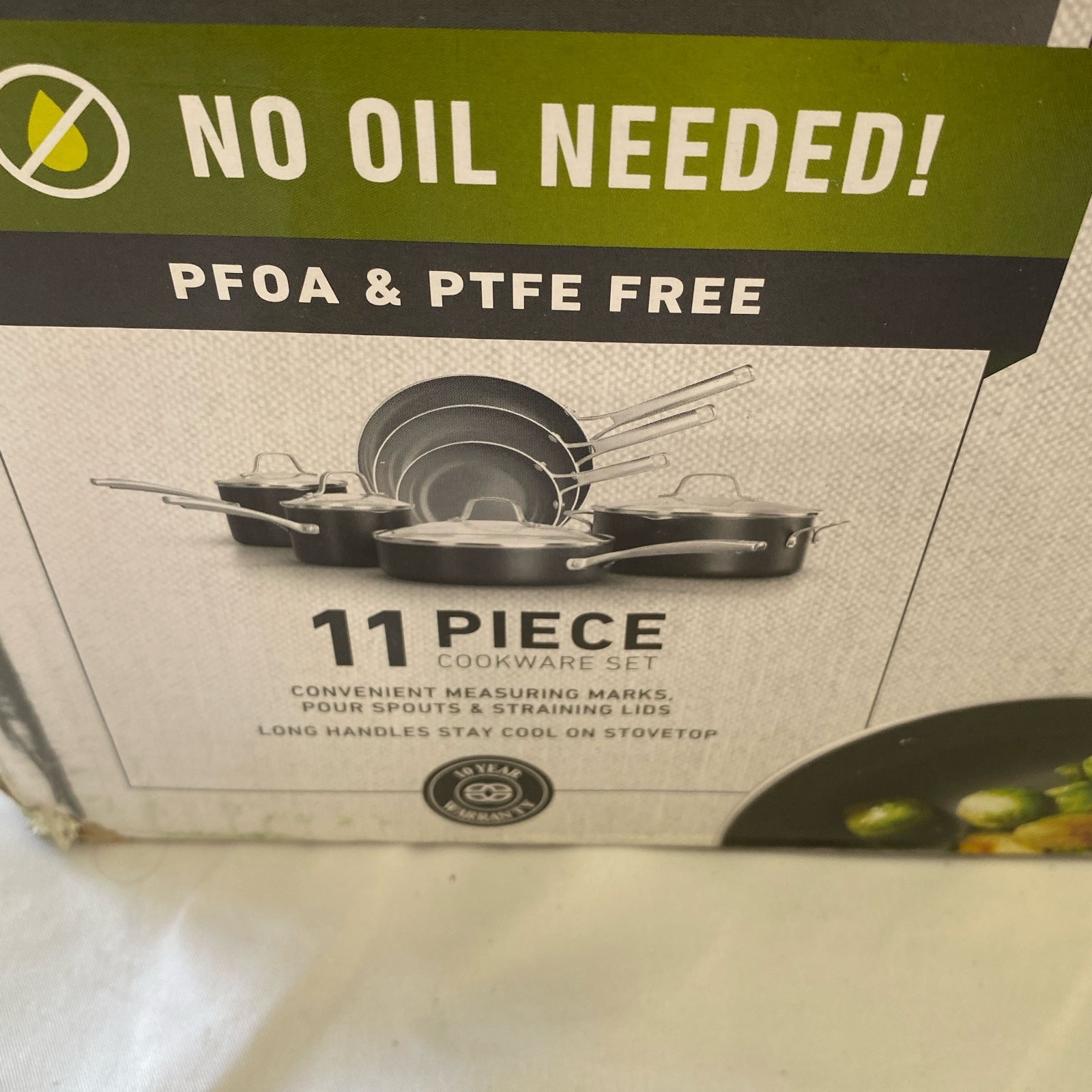 Calphalon Classic Oil-Infused Ceramic Cookware Set, 11-Pc, Dark Gray