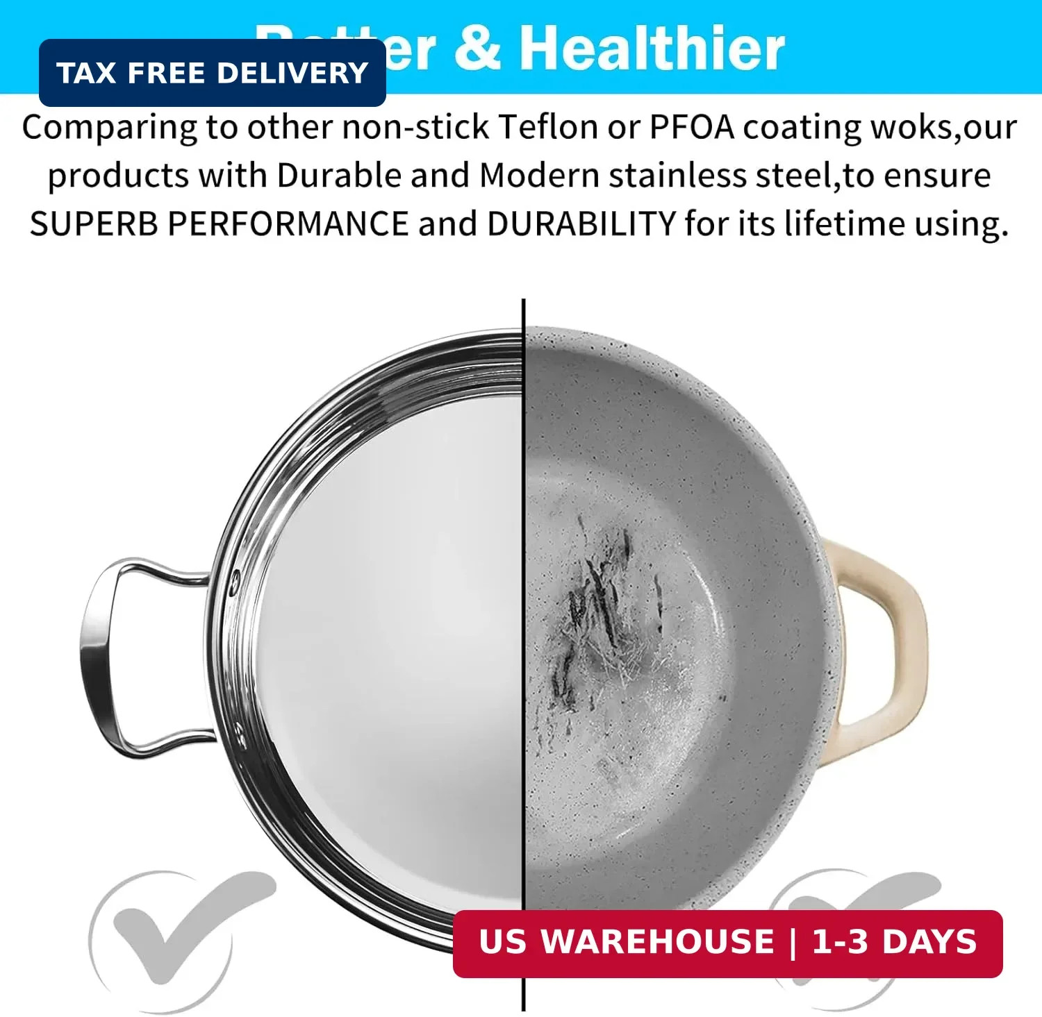 Stainless Steel Pots and Pans Set, 7-Piece Kitchen Cookware Sets with Glass Lids