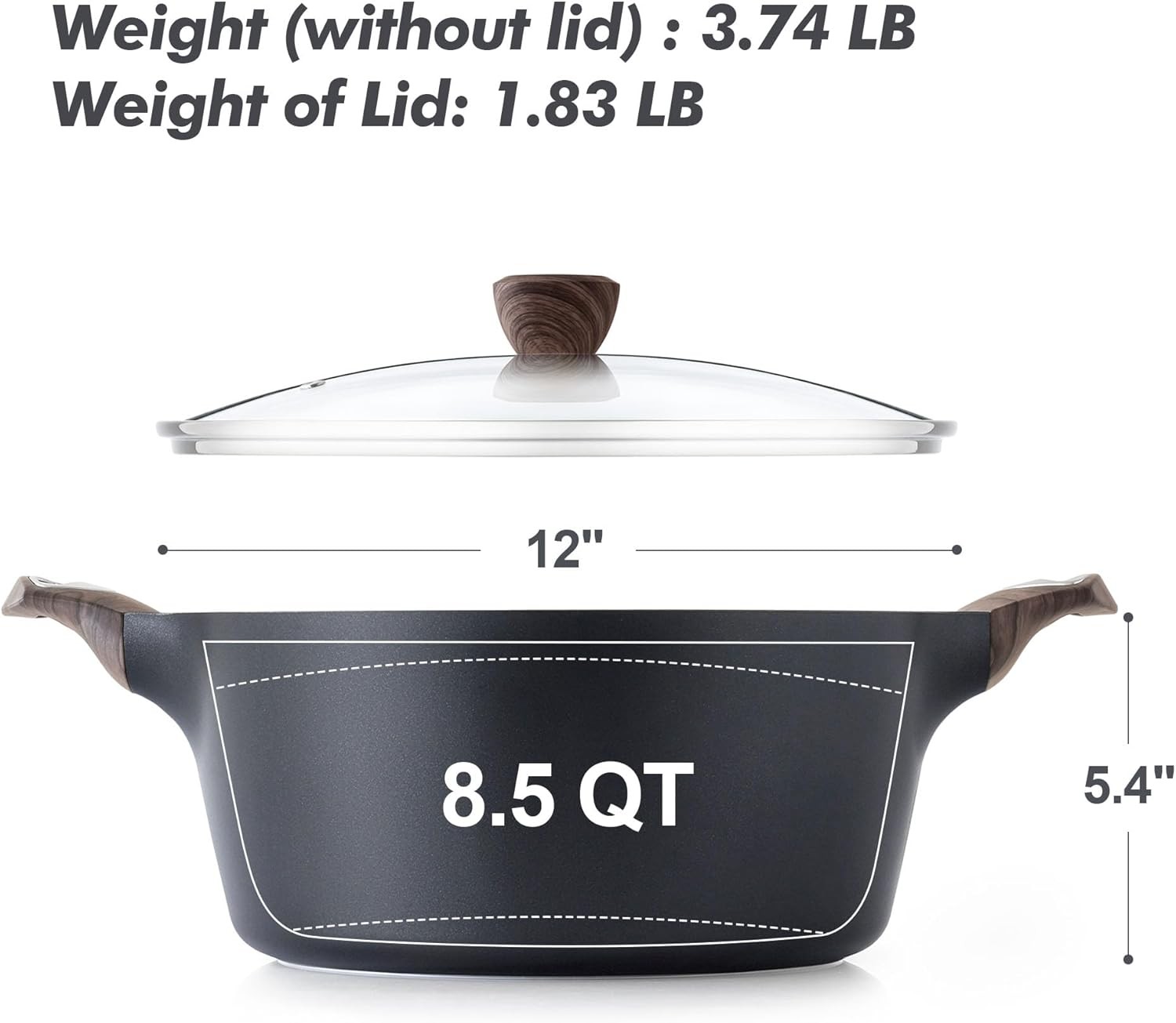 Nonstick Stock Pot W/ Lid 2.6/4.5/6.6/8.5 QT Soup Pot Casserole Pot Healthy