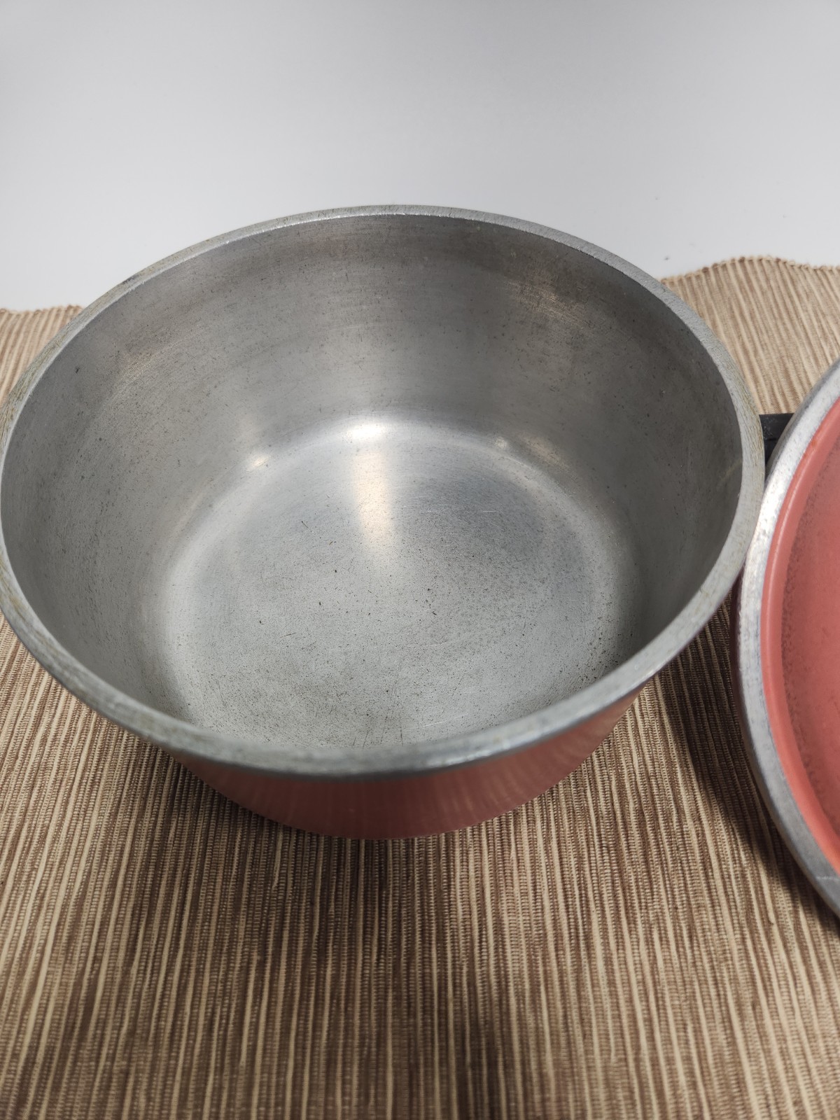 Vintage Club Aluminum 1 Qt Saucepan with Lid Salmon Pink Coral MCM Cookware USA