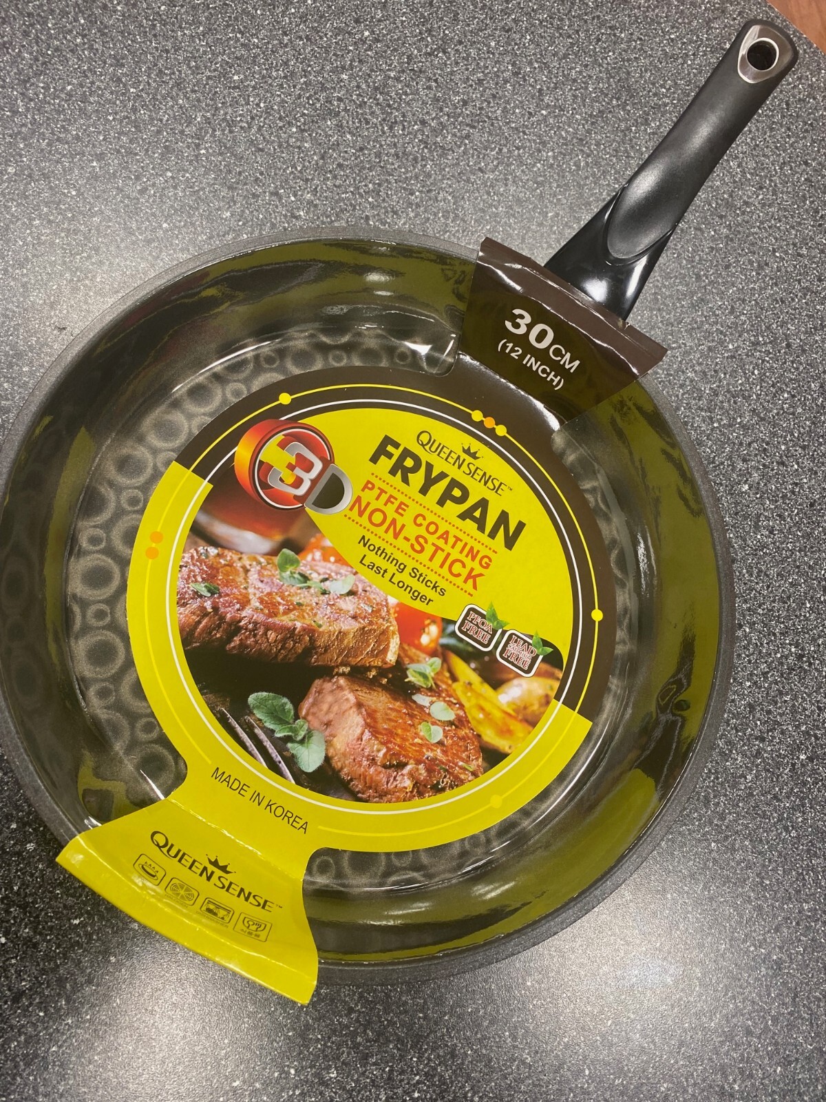 5 Frypans QUEENSENSE- PTFE Coating Non Stick Made in Korea 9, 10, 11, 12, 13 in