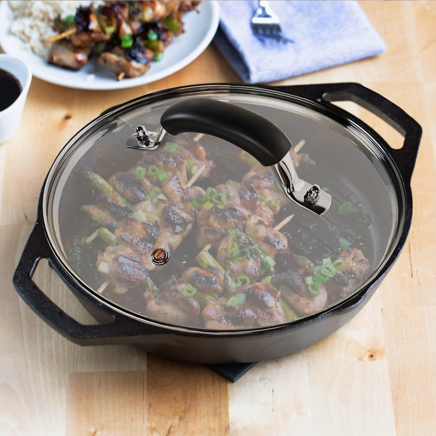 10.25 Inch Tempered Glass Lid Compatible with 10-10.25 Inch Cast Iron Skillet