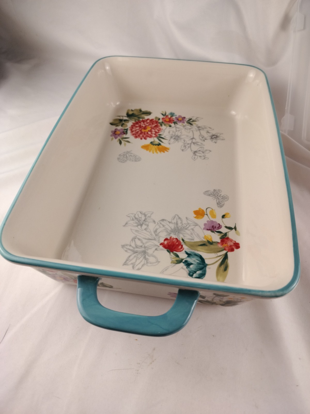 The Pioneer Woman Ceramic 9 x 13 Baker w/Lid – Blooming Bouquet With Baking Lot!