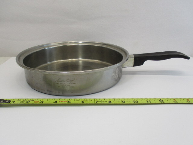 LUSTRE CRAFT 18-8 Stainless Steel Pan 9-1/2″ Fry Pot Skillet USA Tight Handle EC