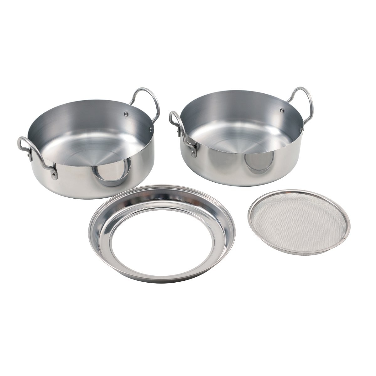 Tempura frying pan, 20cm, also functions as an oil pot, with a mesh tray. Suitab