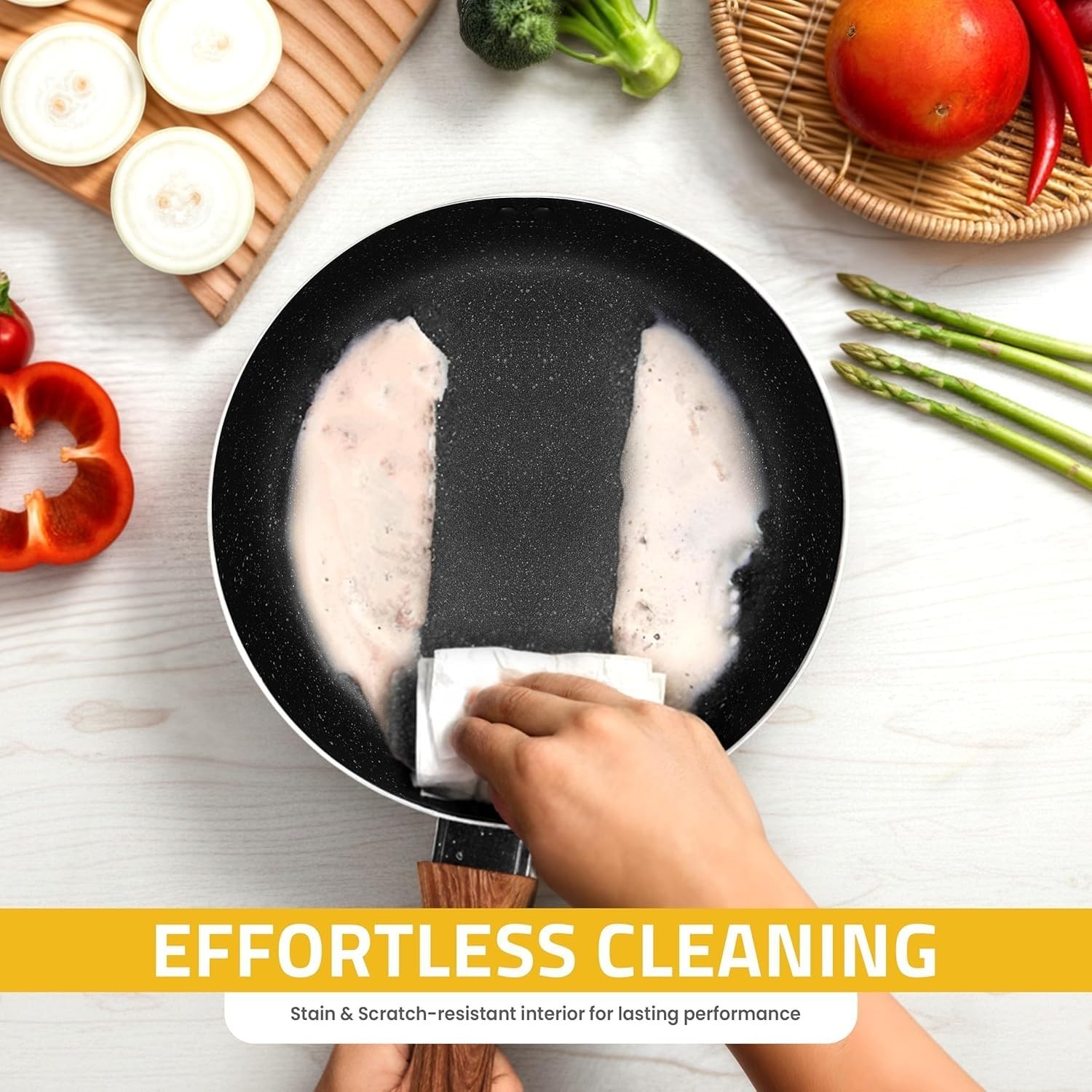 Non-Stick Granite Cookware Set 8 Piece – Induction Frying Pans & Saucepans, PFOA
