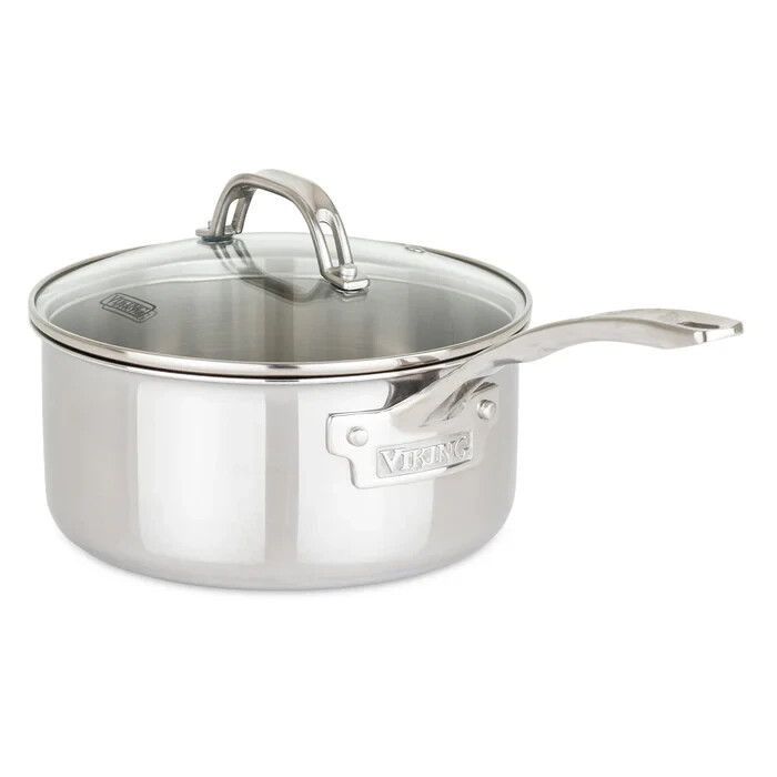 Viking 3-Ply Stainless Steel 2.25 Quart (2.1 Liters) Saucepan / Pot Glass Lid