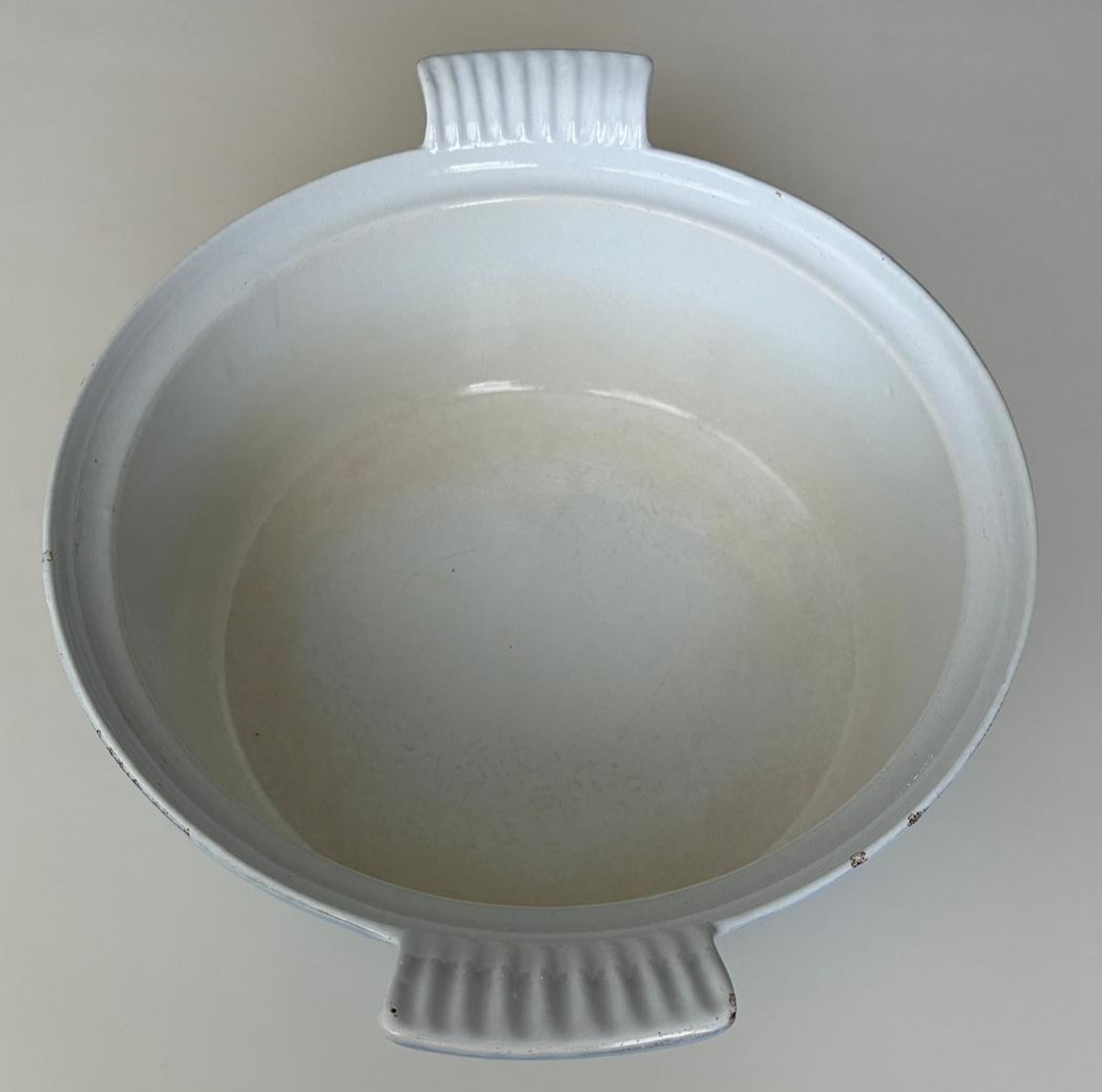 MCM Danish Modern Blue Enameled Cast Iron Casserole Dutch Oven Lidded Pot