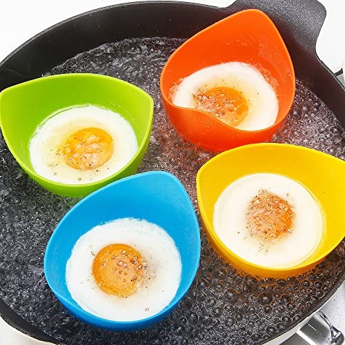4 Pack Silicone Egg Poacher Cups Nonstick Cooking Molds for Stovetop Air Fryer