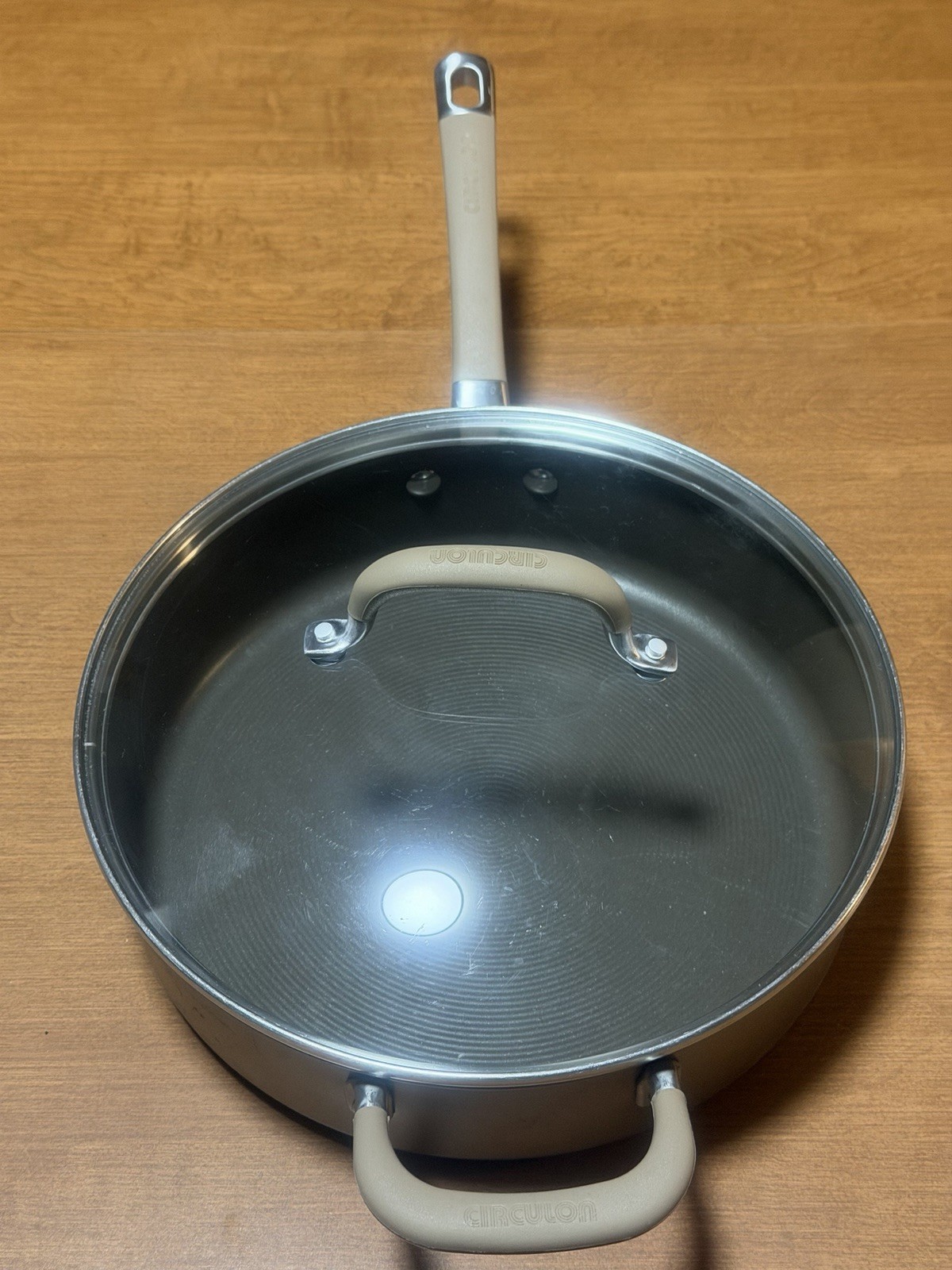 Circulon Premier Professional 5qt/4.7L 3” Tall Frying Pan & Glass Lid 2 Handles