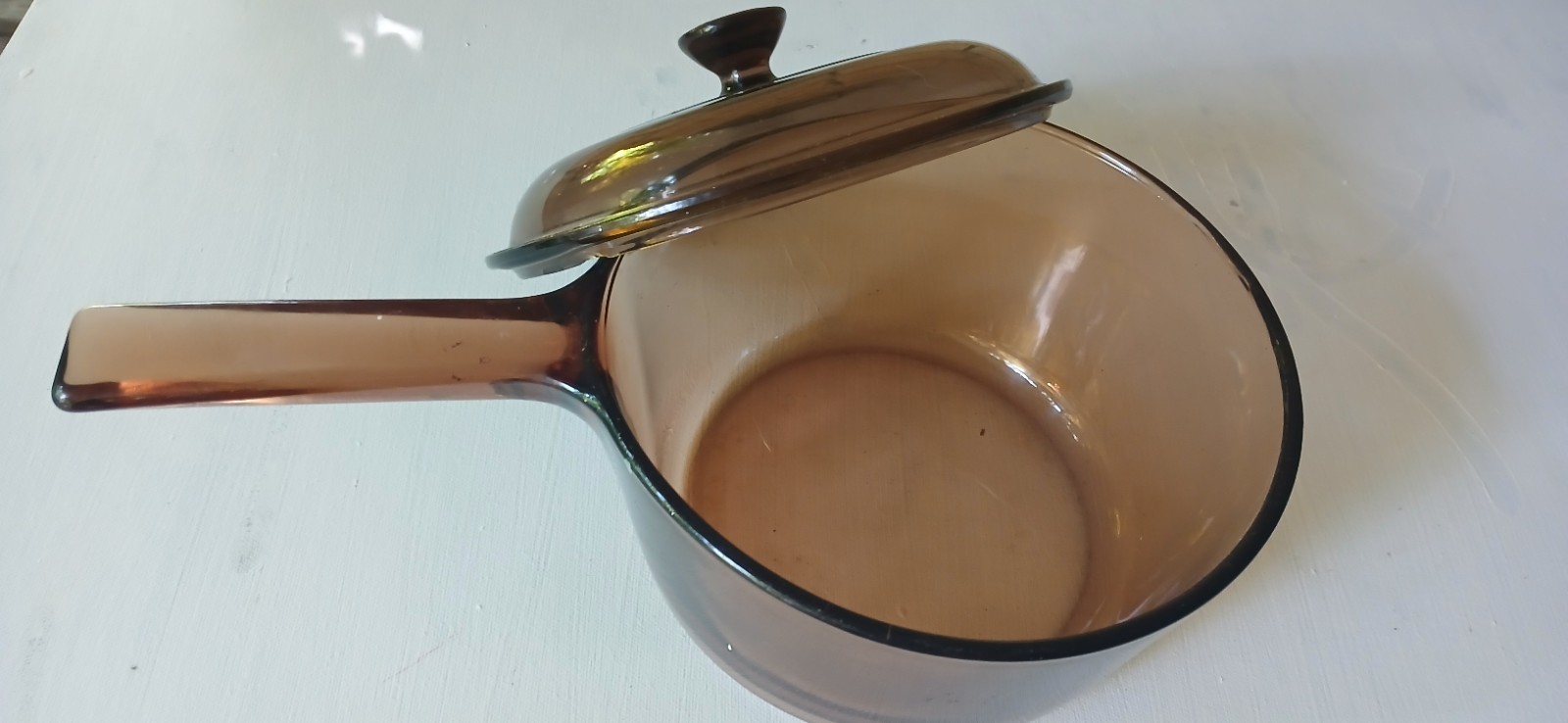 Vision Corning Ware Cranberry Glass 1.5 L Sauce Pan/Pot &Pyrex Lid