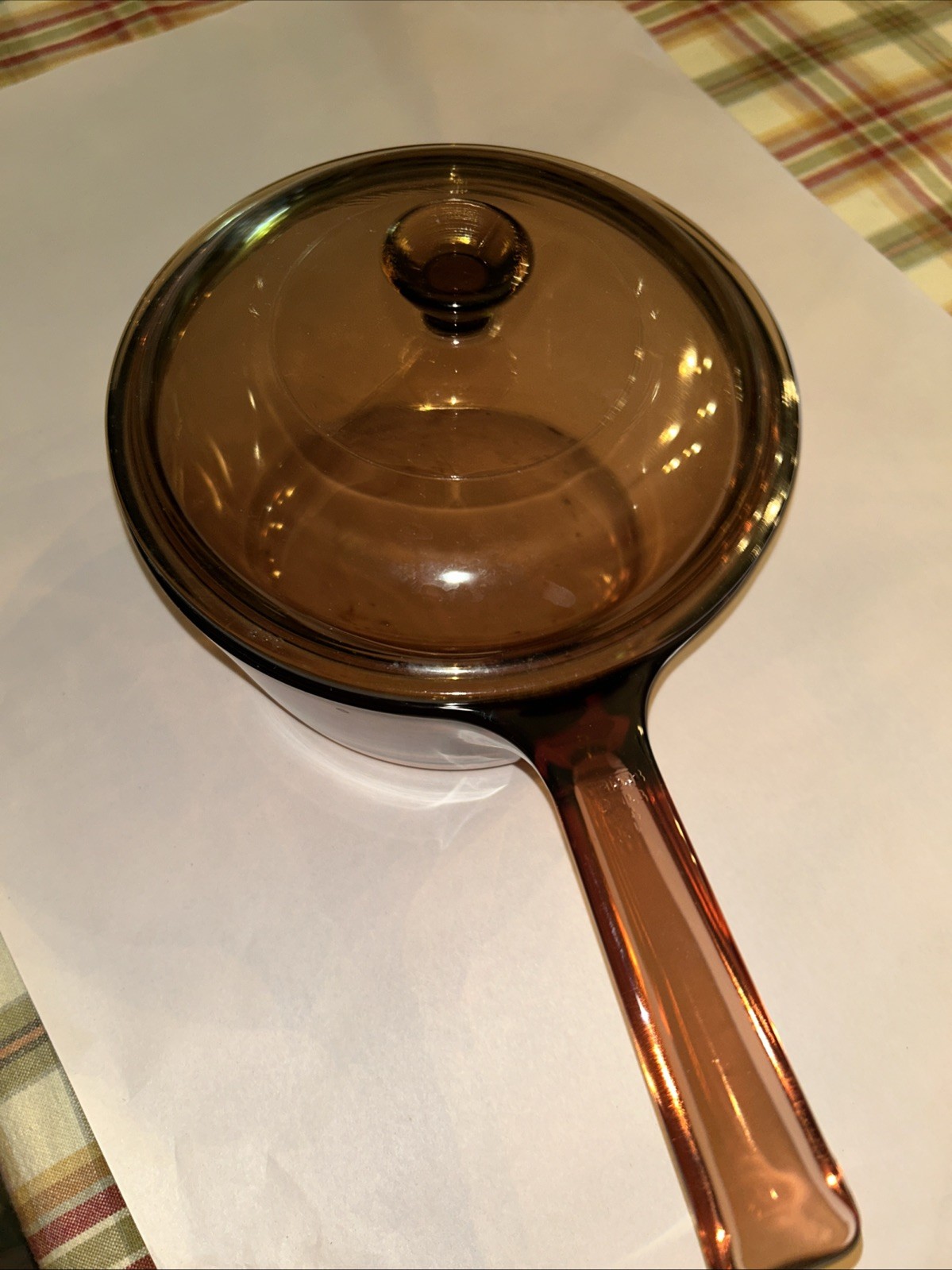 CORNING VISIONS AMBER 1 QUART 1 LITER SAUCEPAN WITH LID USA