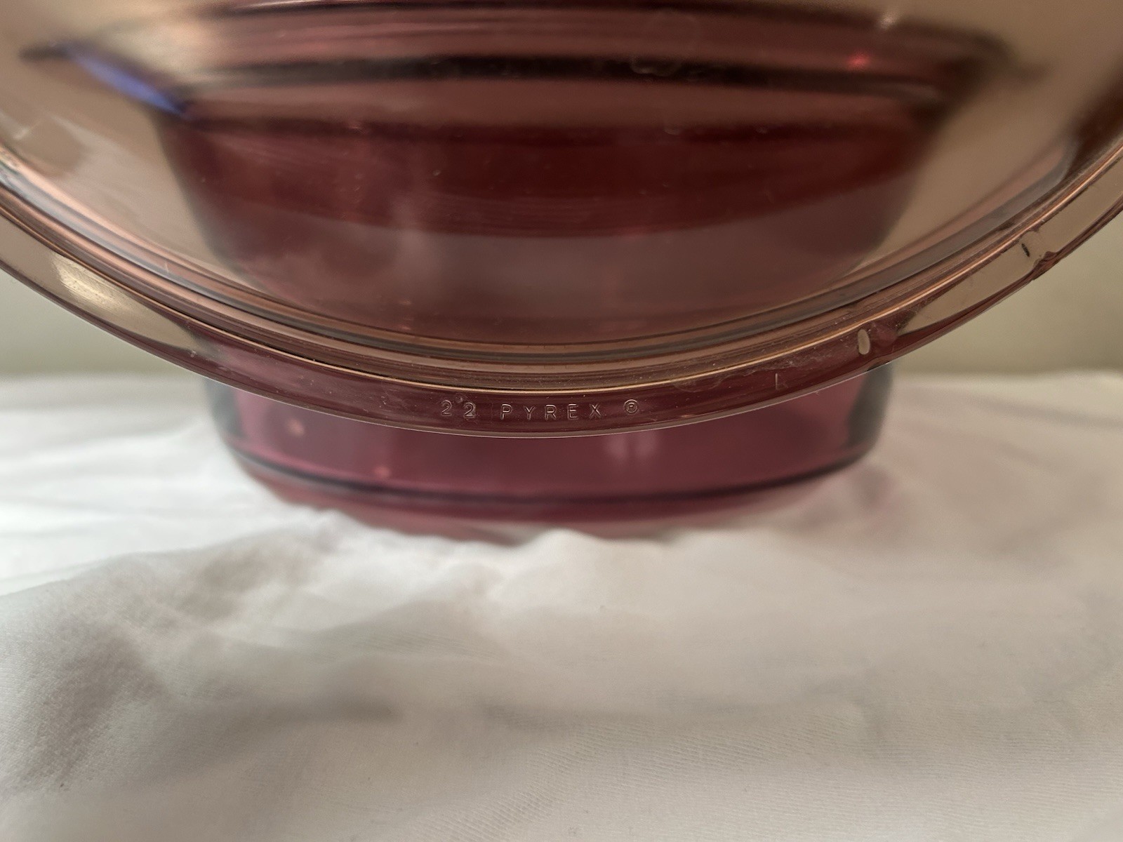 Used Pyrex Corelle Visions Cranberry 5L Dutch Oven w Lid Uncoated Glass Bottom