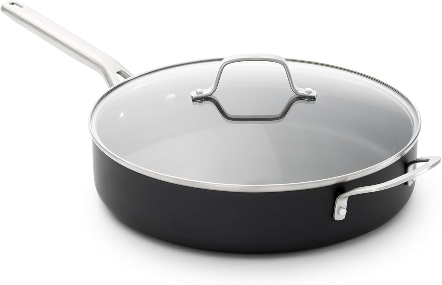 Nonstick Saute Pan with Lid 5 Qt Hard-Anodized Aluminum Dishwasher Safe