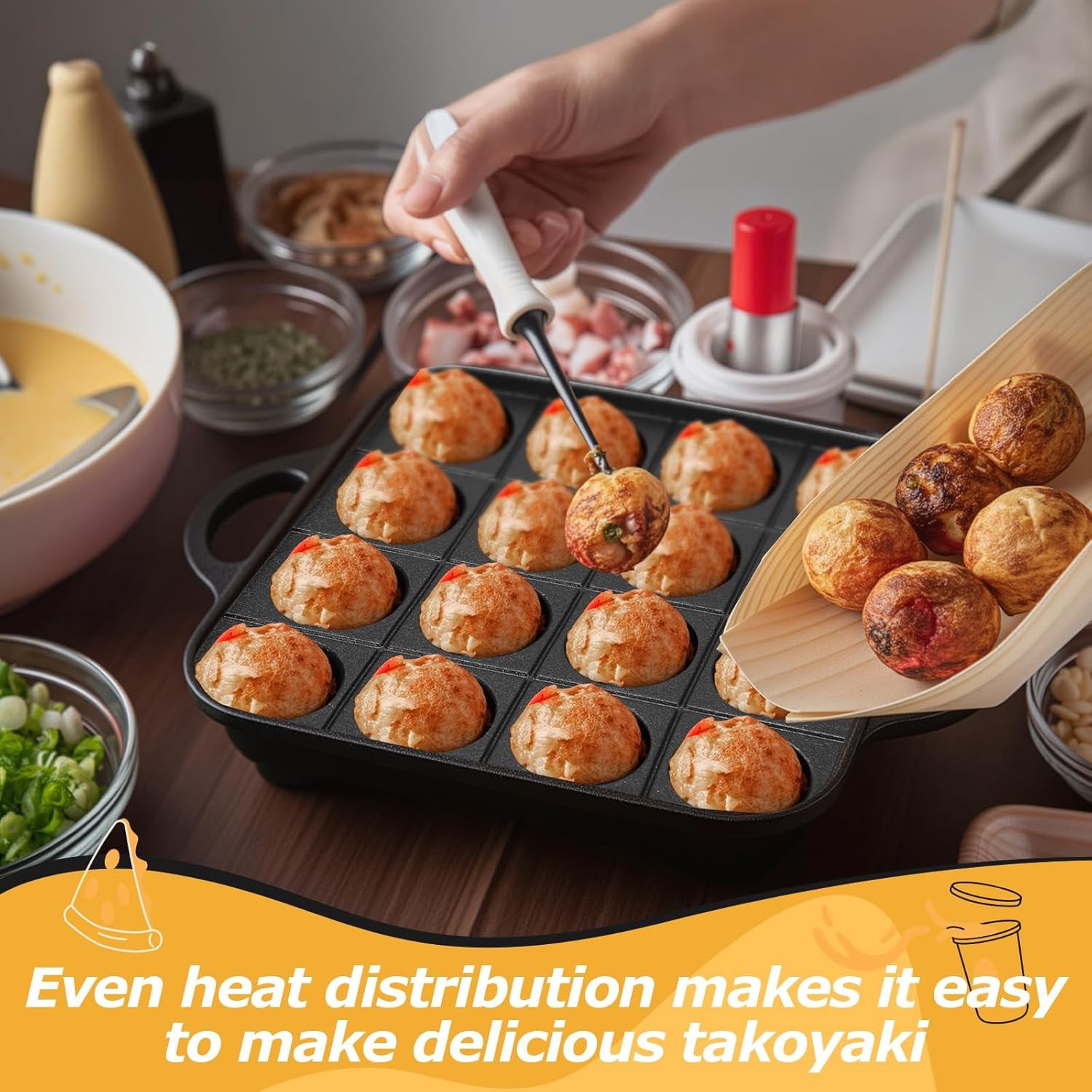 2 Pack Takoyaki Grill Pan 16 Holes Japanese Octopus Ball Maker Baking Pan Meatba