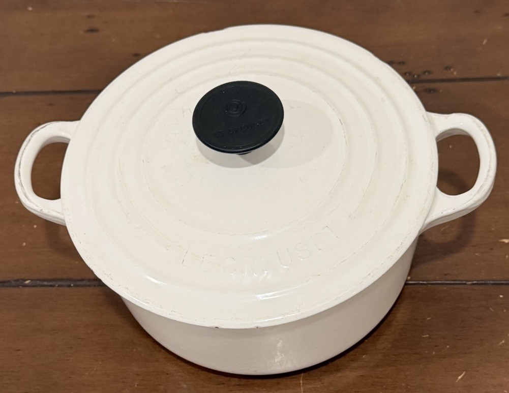 Vintage Le Creuset 18 Dutch Oven 2 Qt White Cast Iron France