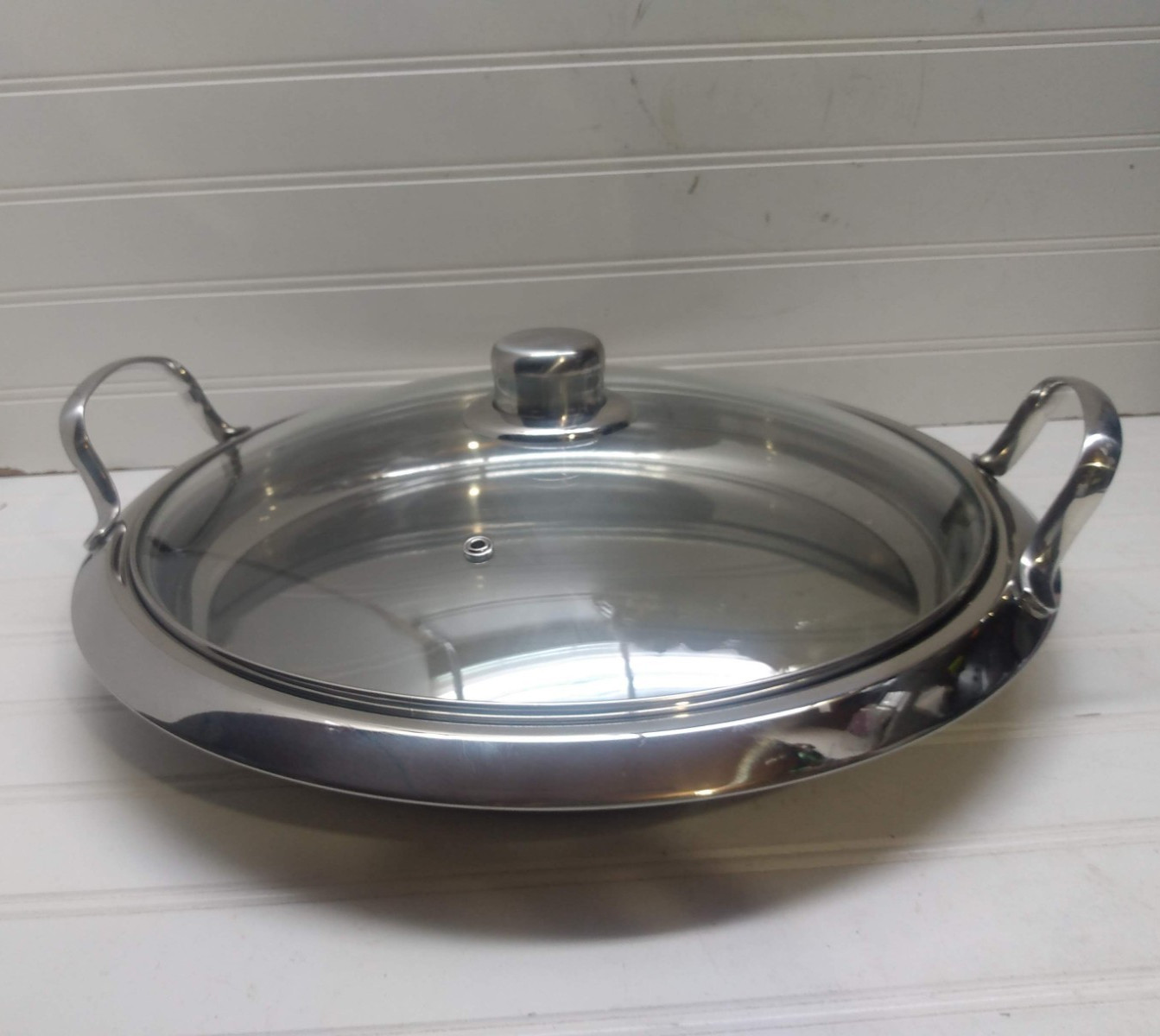 Chef’s Ware Townecraft 12″ Skillet Stainless Frying Pan Serving Dish & Glass Lid