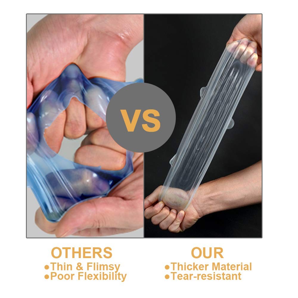 4 Pack Same Size Silicone Stretch Lids, Thicker Reusable Sturdy Silicone Cont…