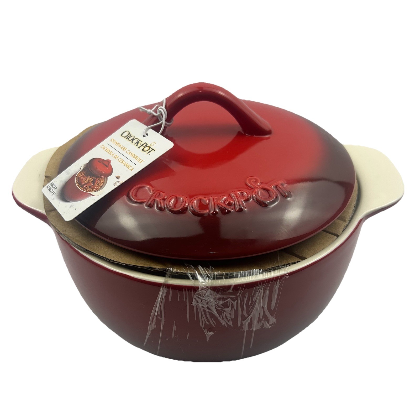 Crock-Pot Artisan 2.3 Qt Round Stoneware Casserole Dish with Lid – Red