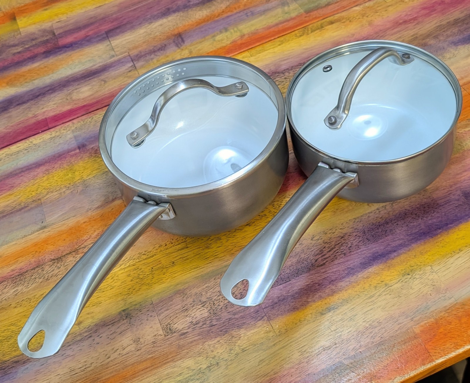 ⭐Oster Pot Pan Non Stick 2 Piece Aluminum Cookware Set in Gray Metal Handles