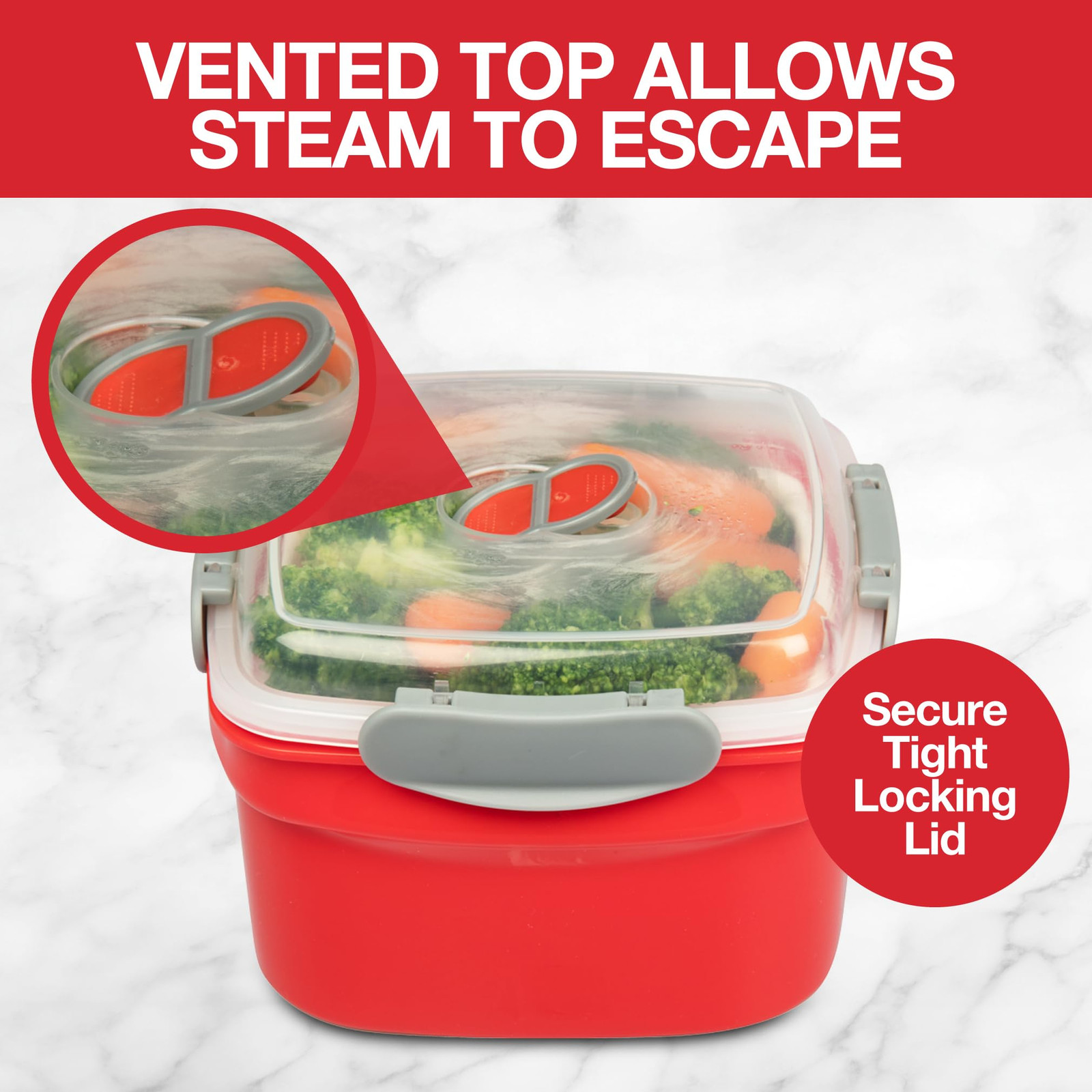 Microwave Cookware Steamer- 3 Piece Microwave Cooker w Food Container, Remova…