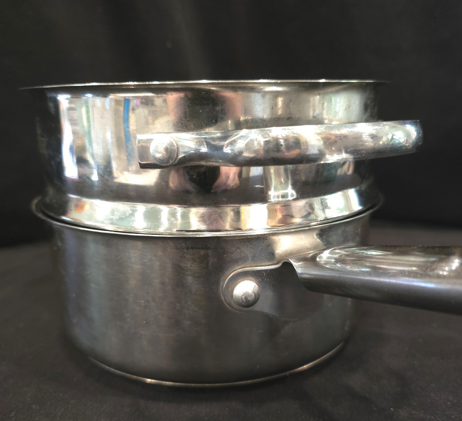 Wolfgang Puck Cafe Collection 8 piece set 18/10 Stainless Cookware Set EUC