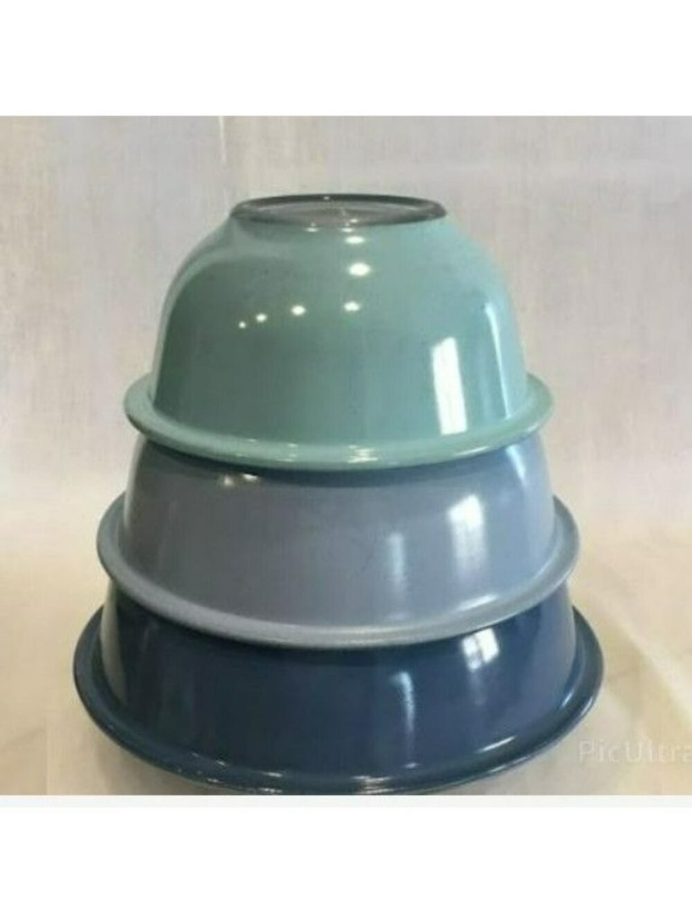 Vintage PYREX Moody Blues Clear Bottom Nesting Mixing Bowls – 322 / 323 / 325