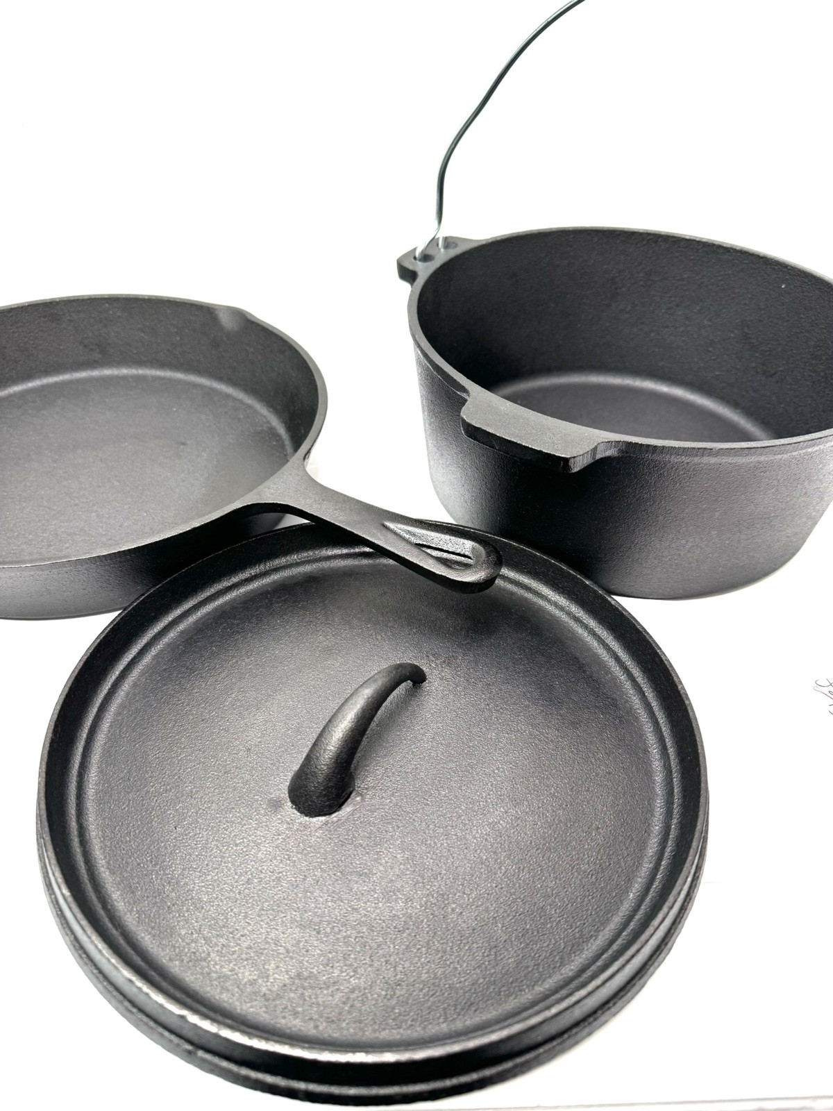 MegaChef Assorted Pre-Seasoned OVEN SAFE, Cast Iron Cookware Set,3 Piece, Black