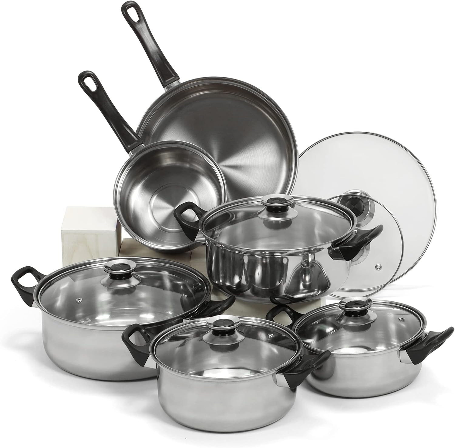 12-Piece Stainless Steel Cookware Set – Durable & Stylish Silver