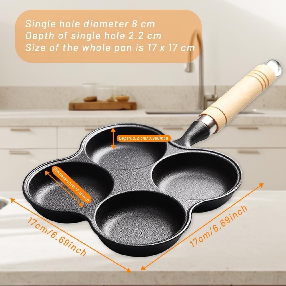 4 Cup Eggs Pan Diameter 8cm Depth 2.2cm Cast Iron Fried Egg Pan Pancake Pan