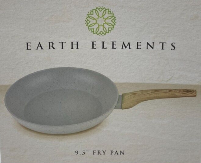 Earth Elements 9.5″ Fry Pan Non-Stick Frying Pan Cream w/ Gray Speckle EE24F01