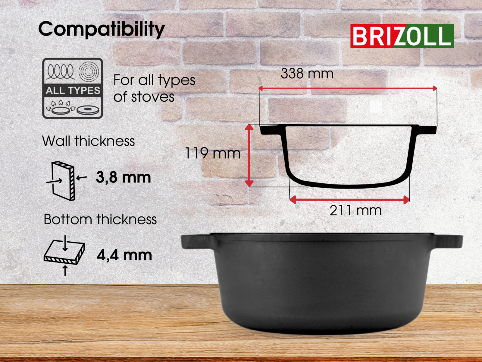 Cast Iron Dutch Oven Pot with Skillet Lid Casserole Cookware 6L