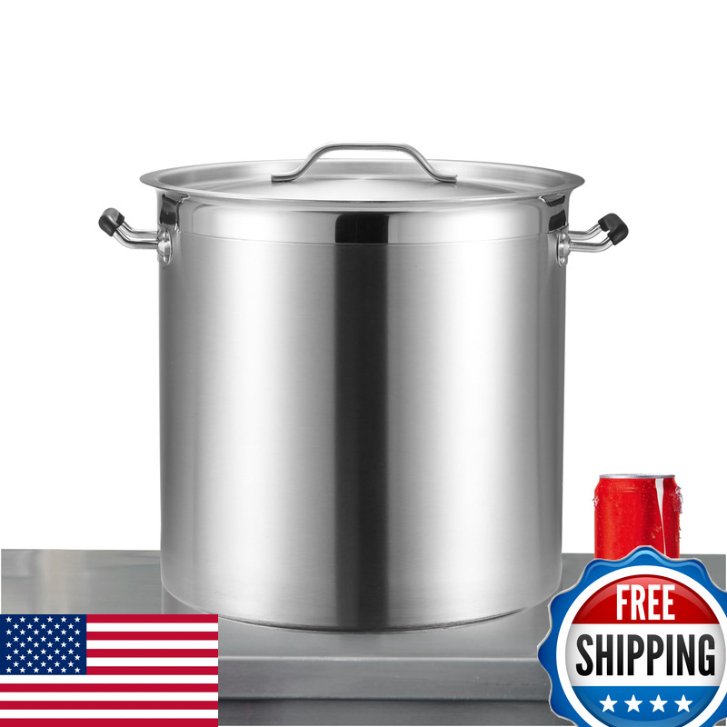 Curta 20 Quart Large Stock Pot Lid Nsf Listed 3-Ply 18/8 Stainless Steel