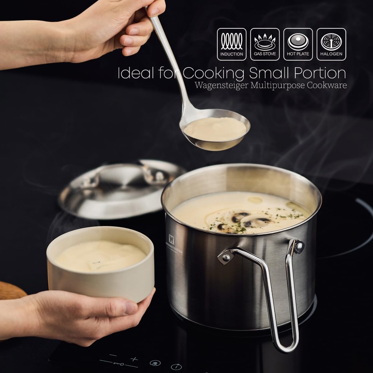Stainless Steel Vegetable Egg Steamer Pot Saucepan Basket 2.3Liter/2.43Quart