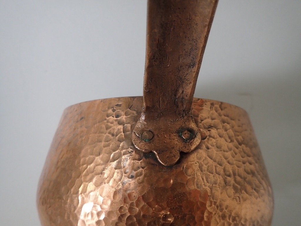 Vintage Hand Hammered Copper Tin Lined Saucepan w/ Wood Handle 6″ x 2.75″
