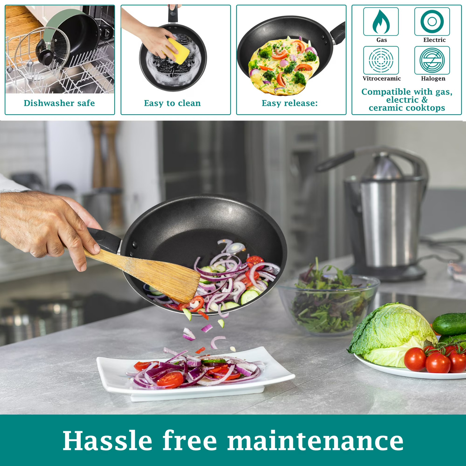 Mainstays 7-Piece Pots and Pans Cookware Set Nonstick Kitchen Pots Pans Green